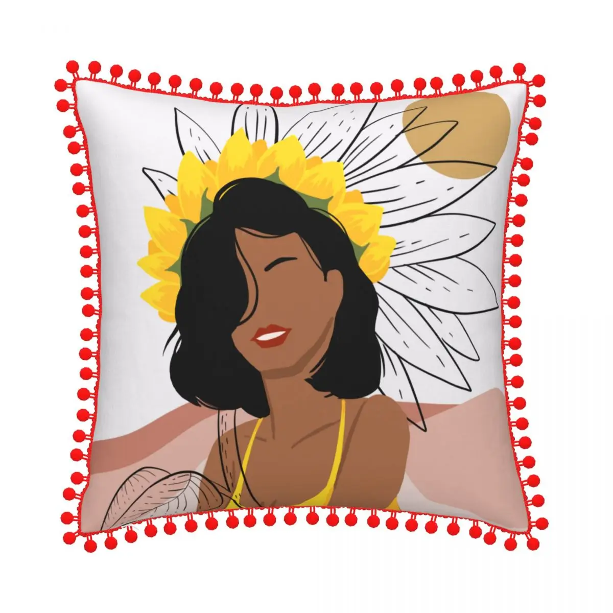 

Throw cushion Pillow Covers with Pom-poms