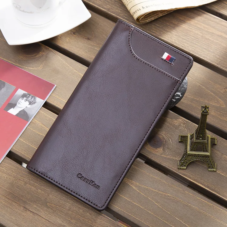 Men's Wallet Long Section of the New European And American Retro Oil Wax Leather Ultra-Thin Multiple Card Slots Foreign Trade | Багаж и