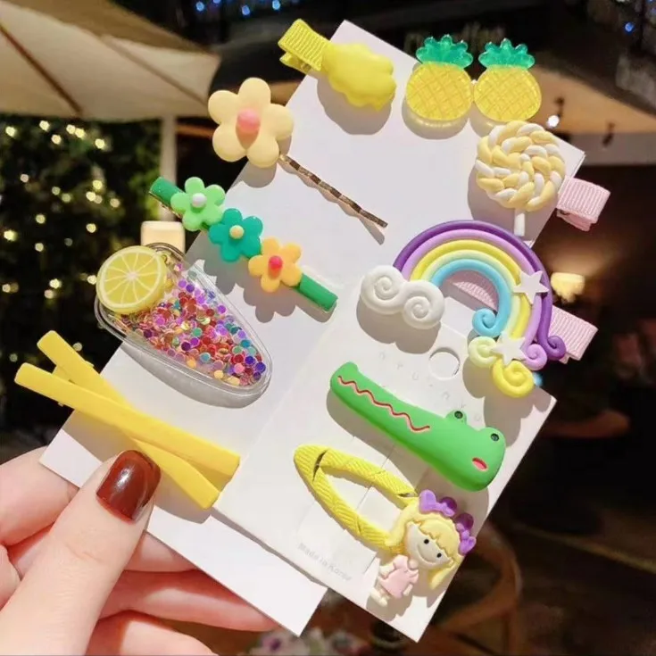 

1set 2020 New Rainbow Lollipop Cute Children Hairpin Hair Clips Accessories For Girls Kids Hair Ornament Barrettes Hairclip