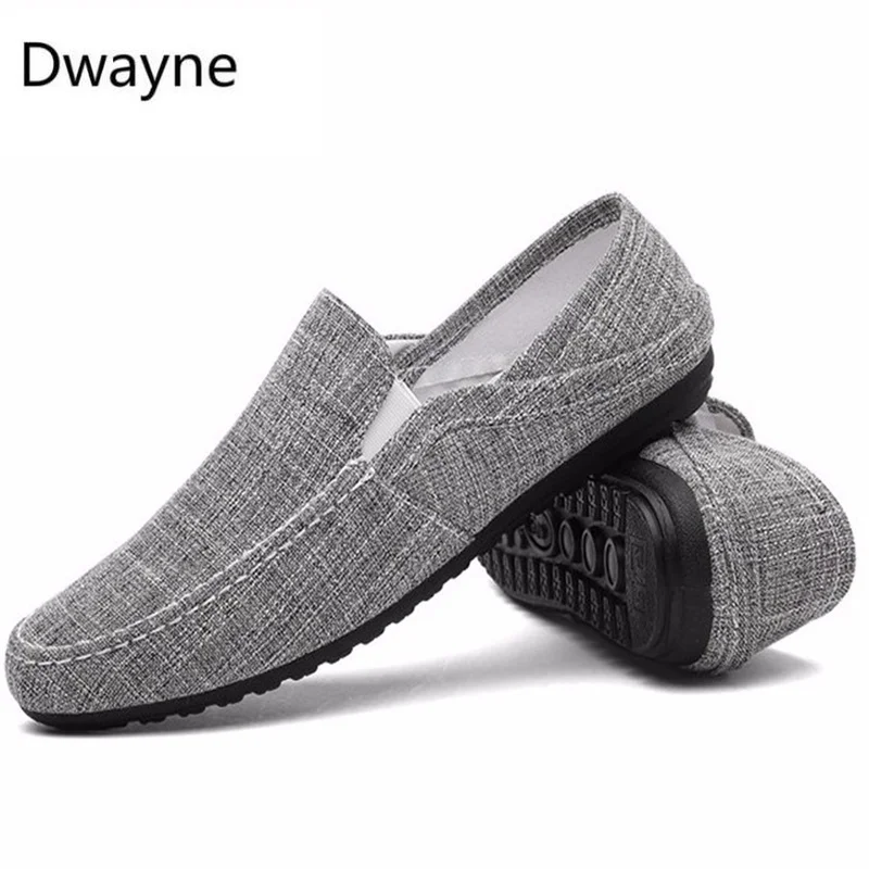 Dwayne/льняная дышащая мужская обувь на плоской подошве; Новинка года; летняя повседневная обувь для вождения; легкая износостойкая обувь без застежки