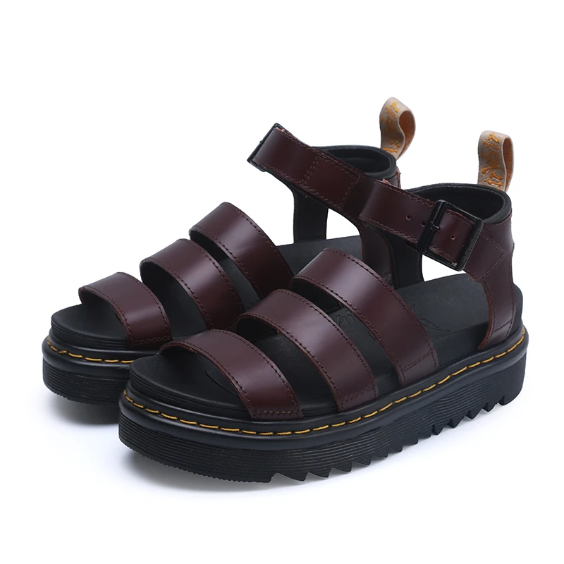 

comemore 2021 New Summer Martens Women's Shoes Comfortable Soft Women Sandals Thick Bottom Ladies Genuine Leather Sandals Black