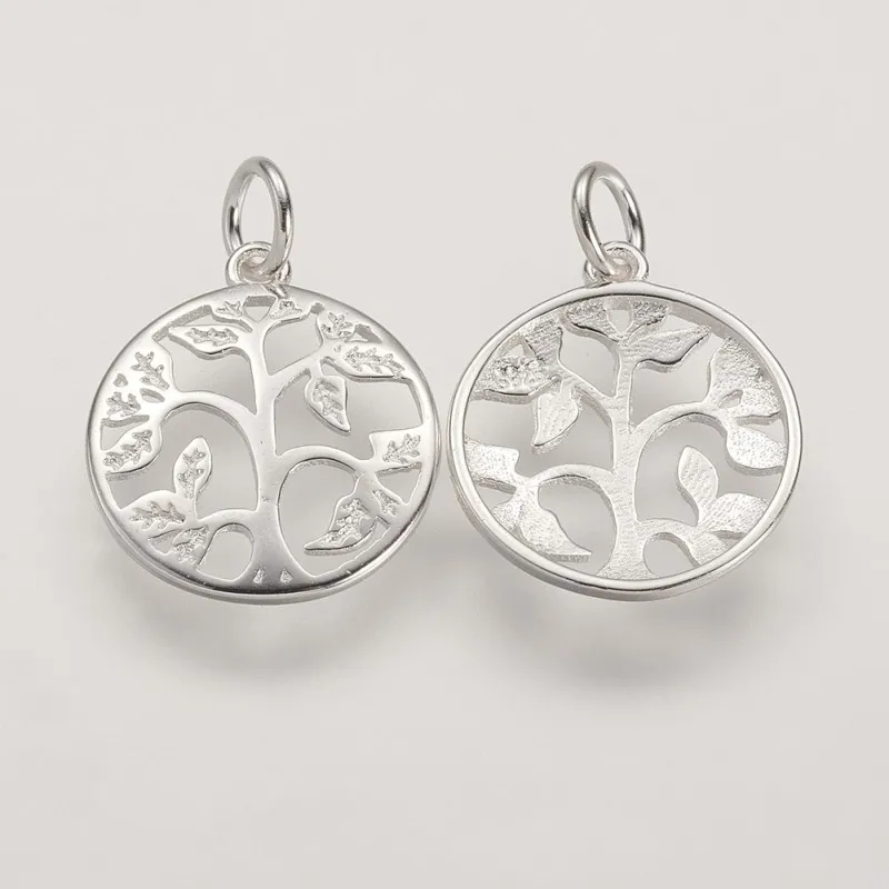 

10pcs Flat Round with Tree of Life Tree Pendants Jewelry making 16x14x2mm, Hole: 3mm F80