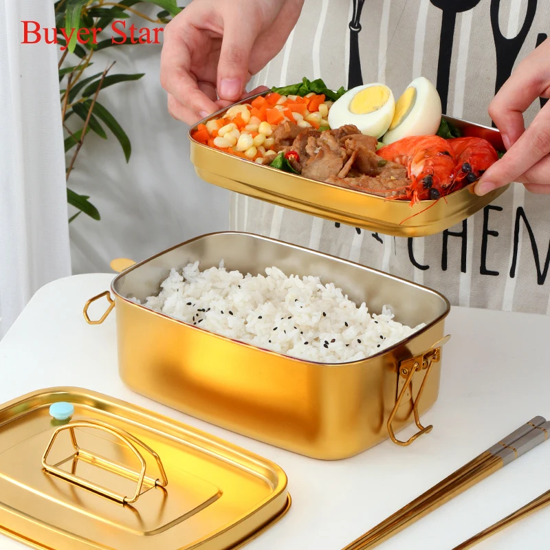 Контейнер для ланча Bento 304 из нержавеющей стали 1 5 л двухслойный металлический