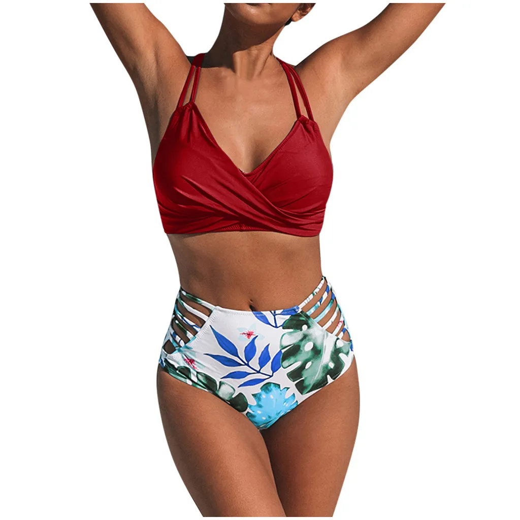 Женский купальник с цветочным принтом SAGACE комплект бикини со шнуровкой из двух
