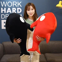 nice 6080cm new black and red shark plush toys big killer whale doll orcinus orca stuffed sea animals children birthday gift