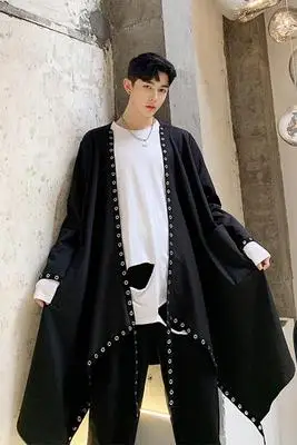 

New Dark Department In The Long Trench Coat Loose Fashion Brand Men's Coat Thin Elegant Personality Coat Mens Winter Coat