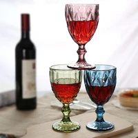 1pcs 240300ml retro embossed red wine glass goblet cup juice glass drinking champagne whiskey cup wedding party decor