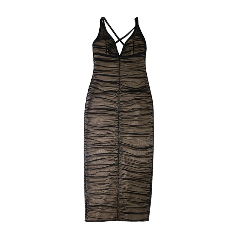 

Deer Lady Bandage Dress Midi Elegant Halter Bandage Dress 2021 New Arrivals Mesh Bodycon Dresses Evening Party Dress Women