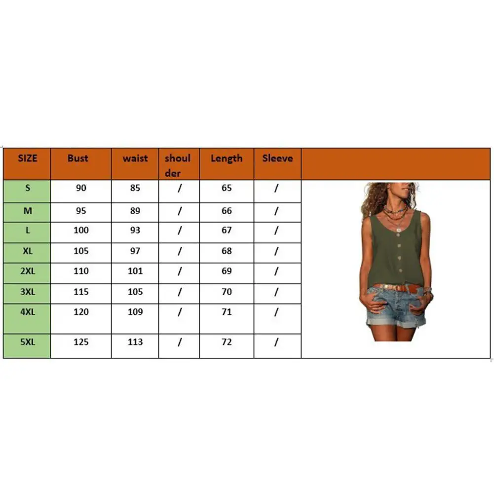 

Women's T-shirt Color V-neck Button Vest Casual Loose Sleeveless Pocket Shirt Women