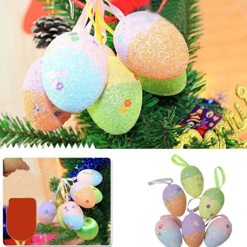 

New Easter Decoration Easter Decorations For Home Foam 6PCS/pack Blue Easter DIY Orange Green Eggs Eggs Eggs Ornaments Q5T0