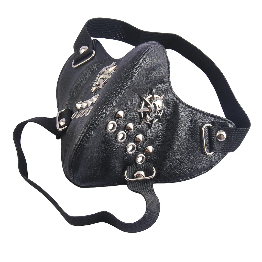 Крутая мотоциклетная маска из ПУ кожи панк с заклепками полумаска для лица