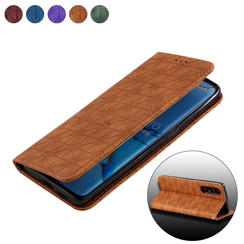 

Solid Color Embossing Wallet Card Slot Case For OPPO Reno 6 5 5K 5F 4Z 3 Find X3 X2 Lite Neo F15 F17 F19 Pro Plus Magnetic Cover