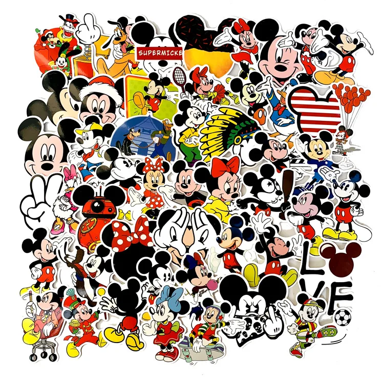 50 Pieces Cute Cartoon MICKEY Mouse Donald Duck Graffiti Stickers Luggage Skateboard Guitar PVC Waterproof Automobile Sticker|Наклейки для