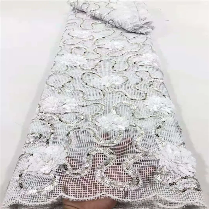 

Familiar High Quality Nigerian Lace Fabrics 2021 3D Beads African French Net Lace Fabric Embroidered Tulle Mesh Lace RF-484