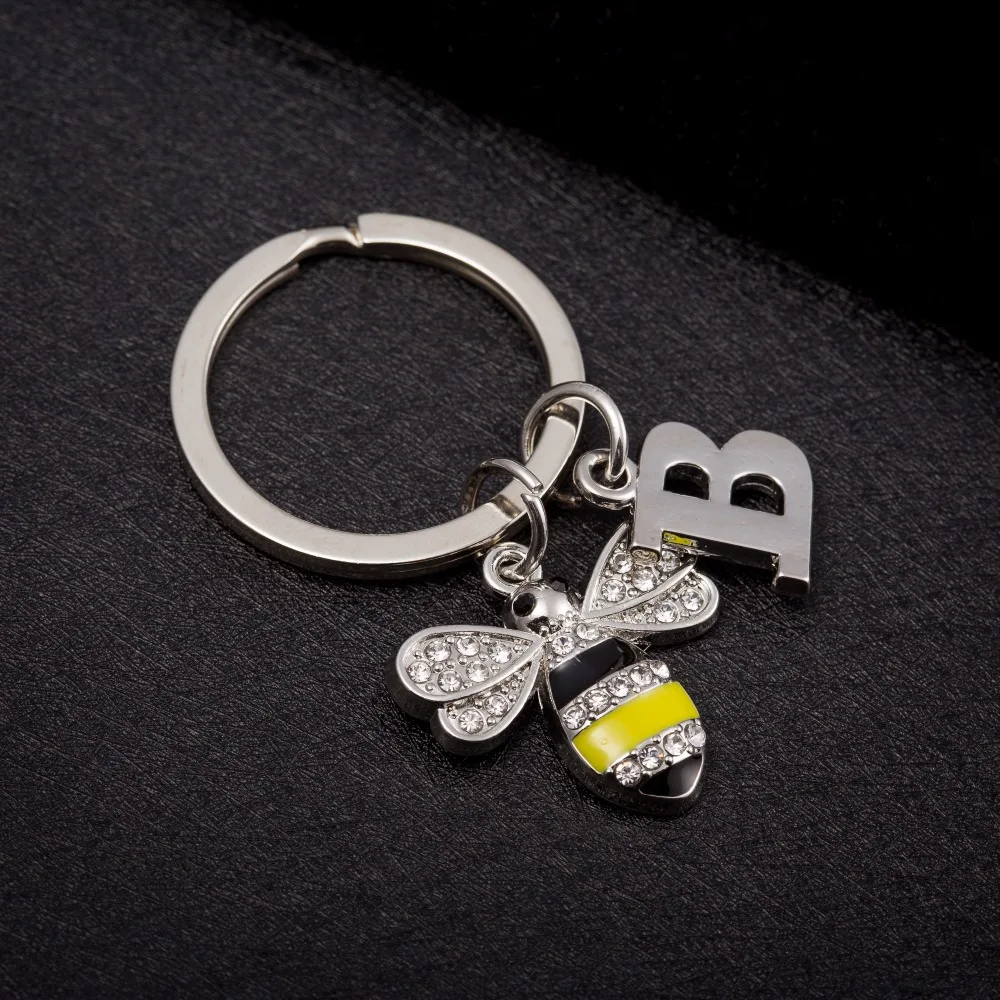 Fishhook эмалированный милый Кристалл пчела животное очарование с 26 буквами брелок