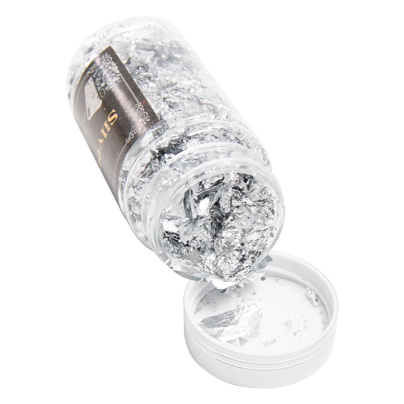 Серебряные хлопья в форме листьев для украшения ногтей художественное ремесло