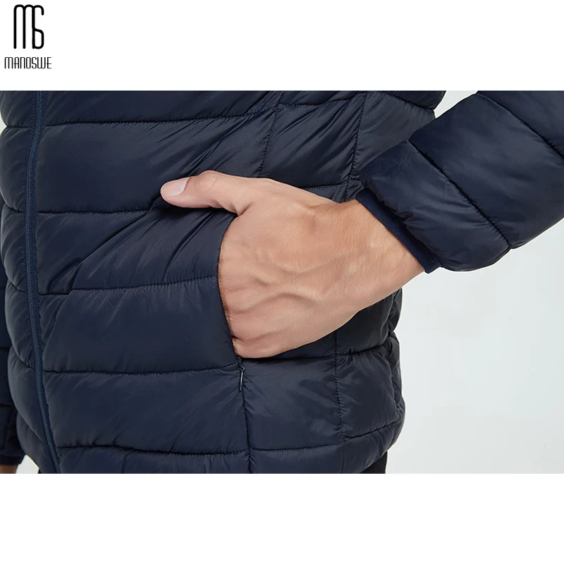 Мужской тонкий пуховик Manoswe хлопковый Повседневный теплый на молнии с капюшоном
