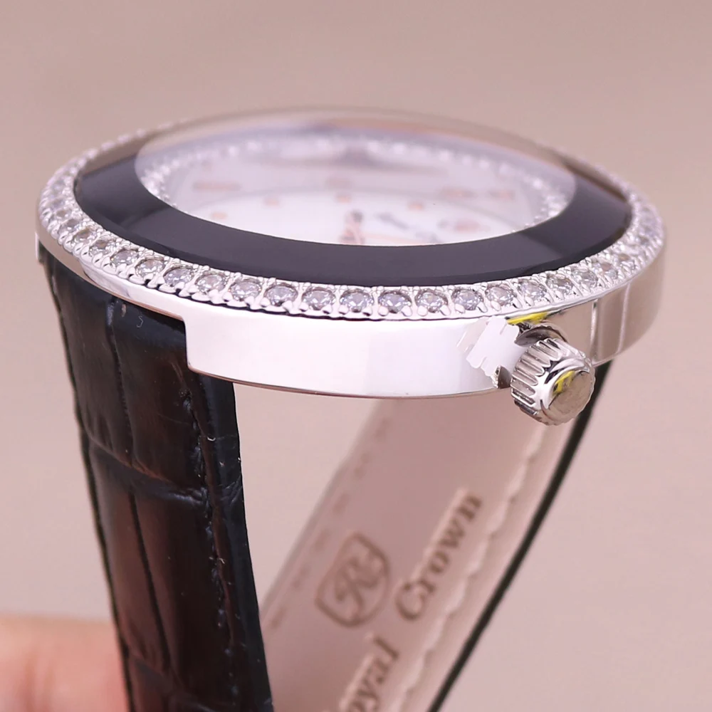 Часы Royal Crown Женские С БОЛЬШОЙ КОРОНОЙ японские часы Mov Not с перламутром модные