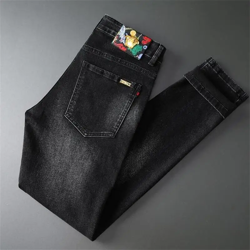 

NEW Black Fashion Fall/winter Youth Men's Brand Jeans Cotton Stretch Slim Pants