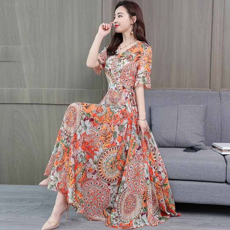 Элегантное женское удобное платье плюс размер платья бохо вечернее с коротким