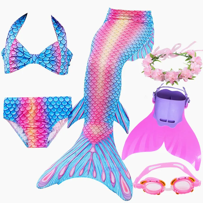 Для девочек с хвостом русалки для плавания раскладным механизмом купальник