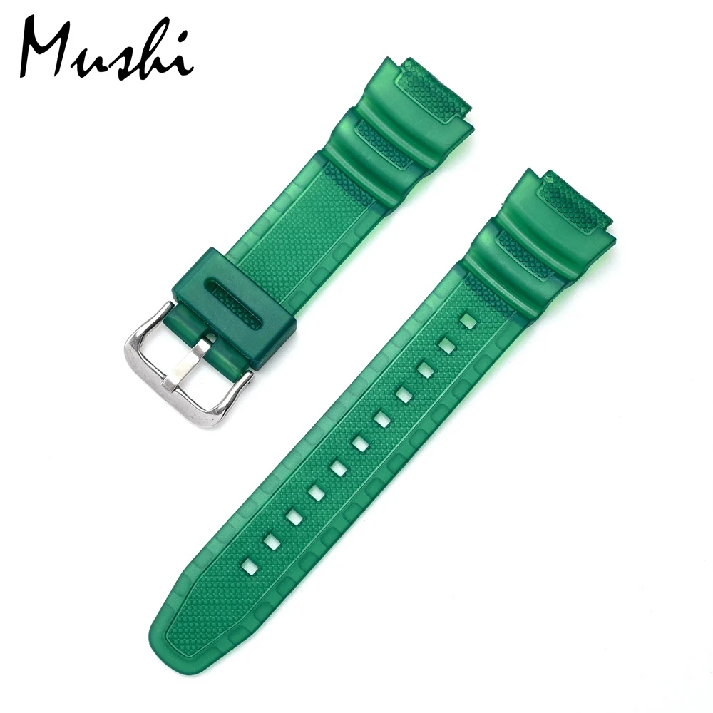 Резиновый ремешок для Casio PGR-270/PGR-270-1/MRW-200H/SGW-500 силиконовый ремешок для часов с пряжкой - Цвет ремешка: Matte Green