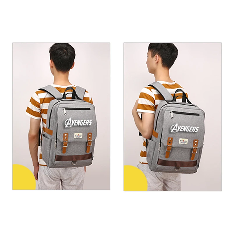 MARVEL fashion men Computer backpack USB Charging backpack Oxford cloth waterproof bookbag mochila Large capacity schoolbag