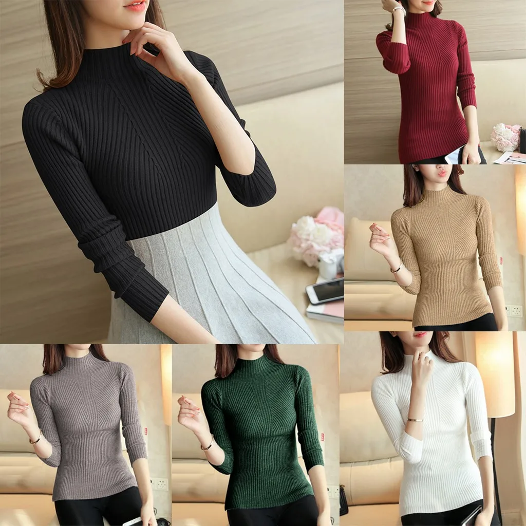 SAGACE Knitting Women Sweaters And Pullovers Slim Solid Color Casual Ladies Knitted Sweater Winter New Chic Pullover | Женская одежда