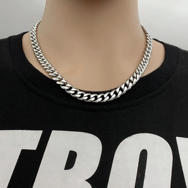 

Hip Hop Jewelry High Quality 9mm Six-Sided Magic Chain Necklaces for Men Simple Stainless Steel Women Collier Goth Accessories