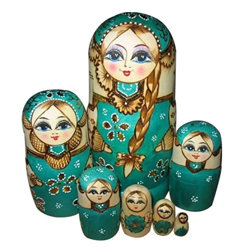 Русская Матрешка, кукла, деревянная, животные, краски, Матрешка, куклы, Babushka, подарок, дети, милые, ручная краска, игрушки, украшение дома, подарки - Цвет: 7pcs