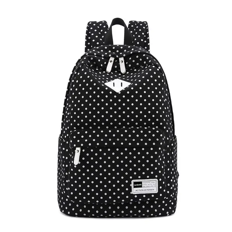 

Polka Dot School Shoulder Canvas Backpack Bag Travel Rucksack Large Capcity Student Daypack Satchel