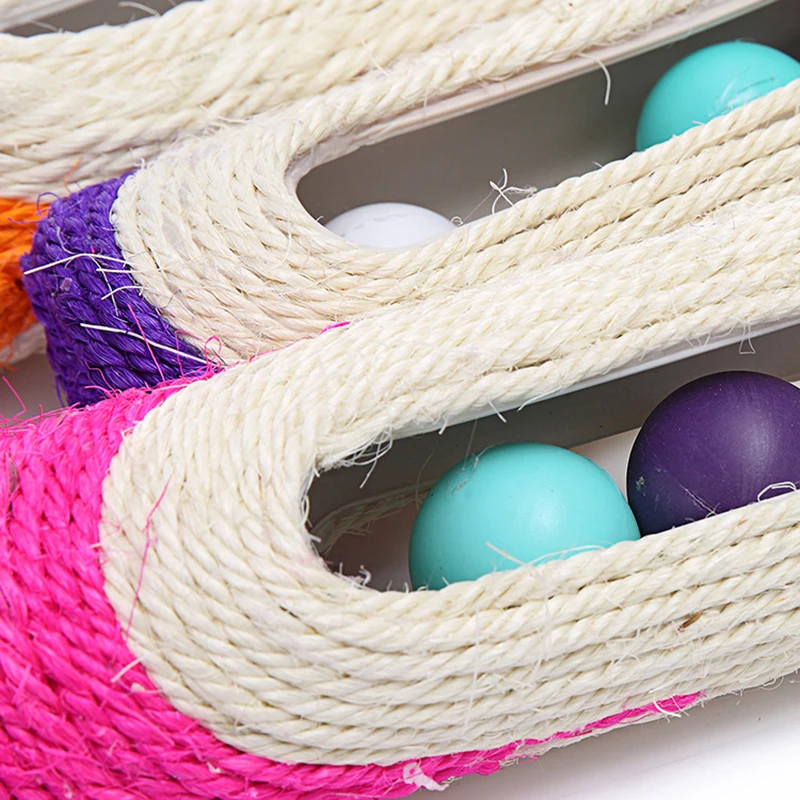 

Pet Cat Kitten Kitty Toy Rolling Sisal Scratching Post Trapped With 3 Ball Toys for Cat interactive Training Scratching Cat Toys