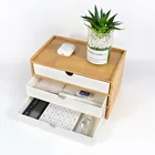 Ящик для хранения в японском стиле, Бамбуковая крышка, настольный органайзер для косметики, коробка для хранения, калькулятор, канцелярские принадлежности, чехол для хранения для дома и офиса