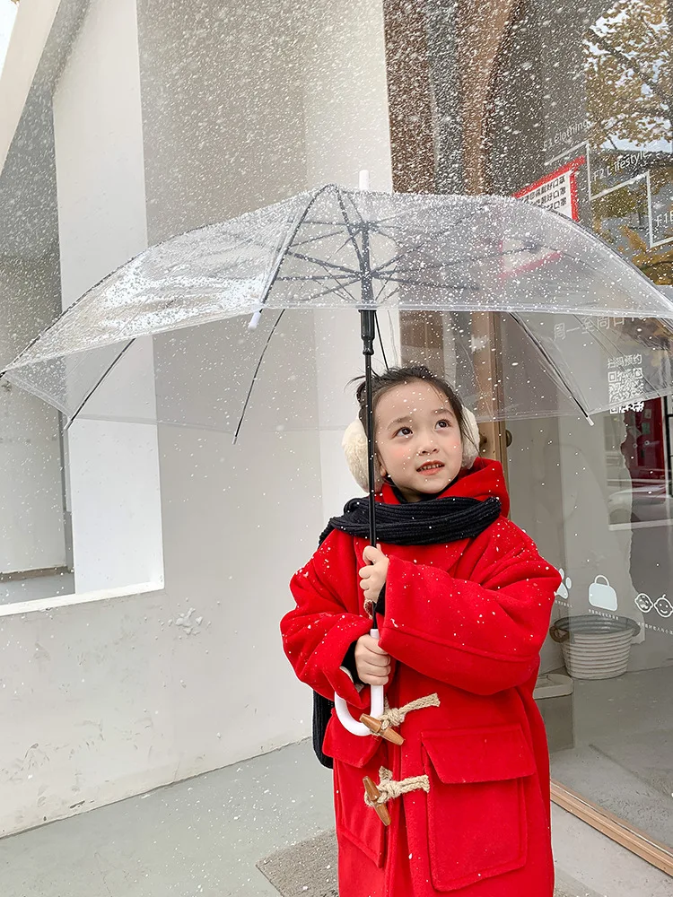 

MILA CHOU 2021 Winter Children Quilted Woolen Horn Button Hooded Overcoat Baby Boy Girl Classic Long Jacket Coat Kids Clothes