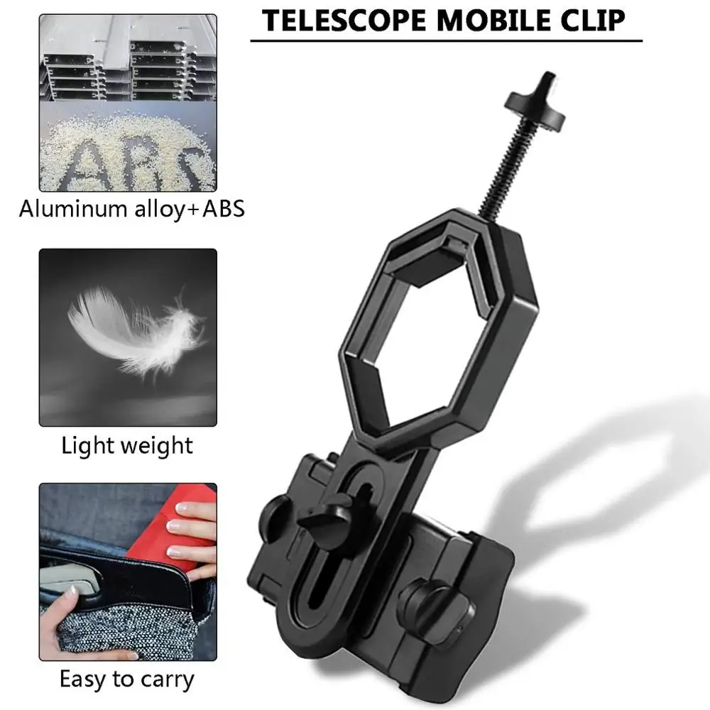 

Hot Portable CM-4 Microscope Adapter Clip Binocular Monocular Spotting Scopes Universal Mobile Phone Camera Adapter Holder Black