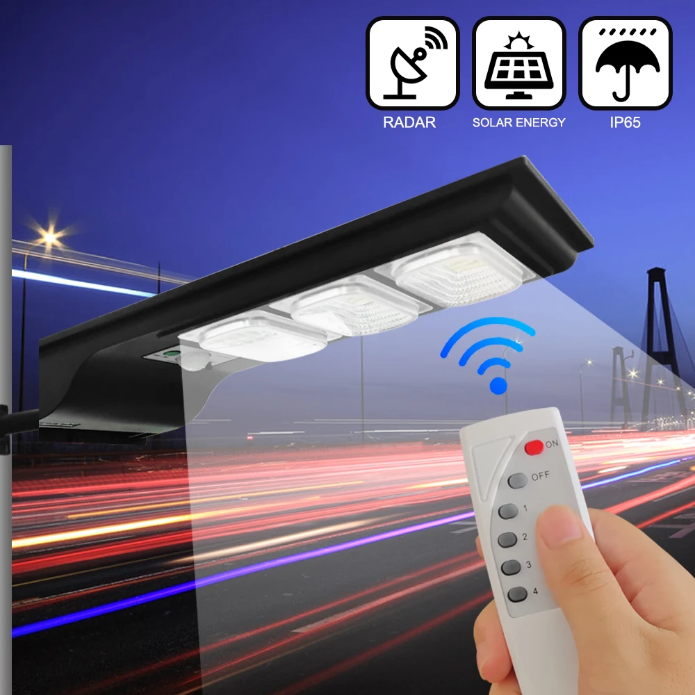 Светодиодный уличный светильник на солнечных батареях 60 Вт 3 режима работы с