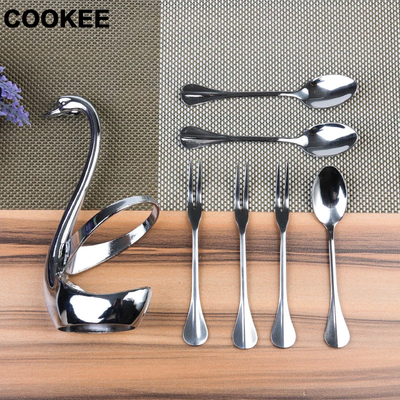 1 шт. Лебедь &amp 3 ложки и вилки фрукты стеллаж для выставки товаров вилка фруктов