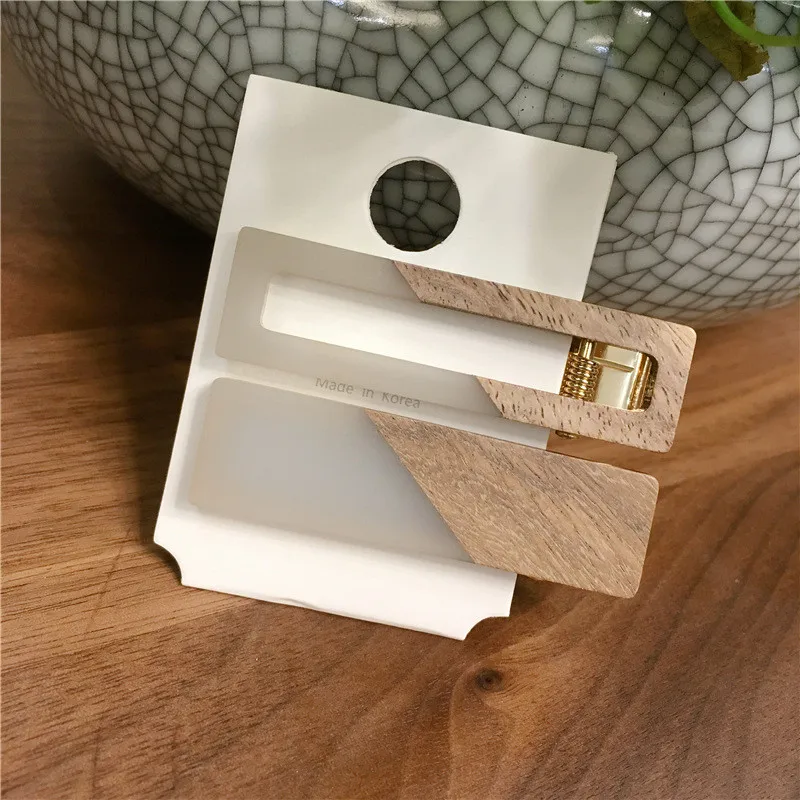 Новинка 2 шт./компл. Женская Геометрическая деревянная акриловая заколка для