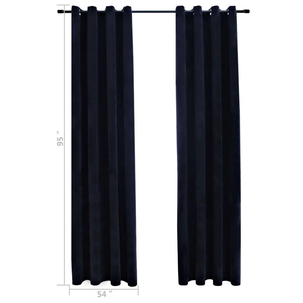 

Blackout Curtains with Rings 2 pcs Black 54"x95" Velvet Free Shipping in the U.S.