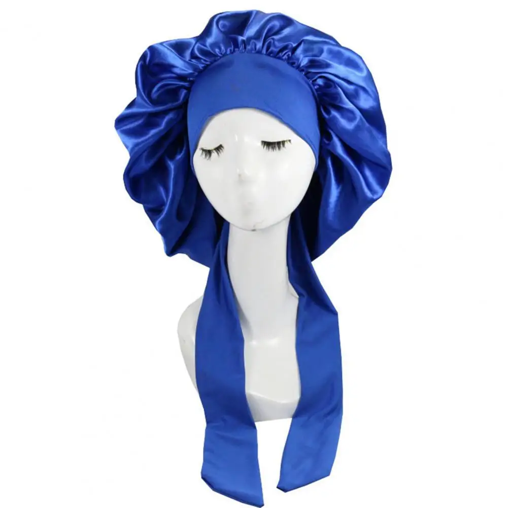 

Satin Bonnet Skin-friendly Wear Resistant Imitation Silk Braid Sleeping Bonnet Cap for Home
