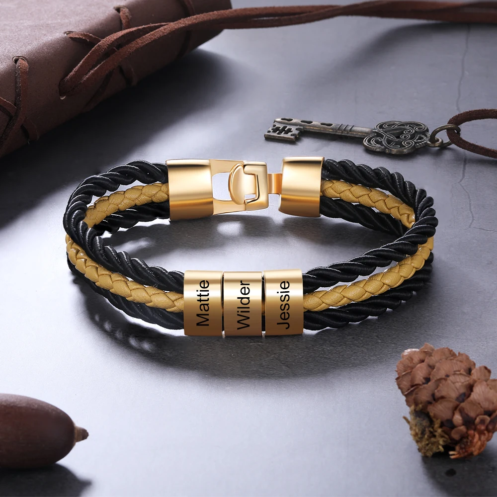 JewelOra персонализированные плетеный слоистых Кожаные браслеты золото Цвет