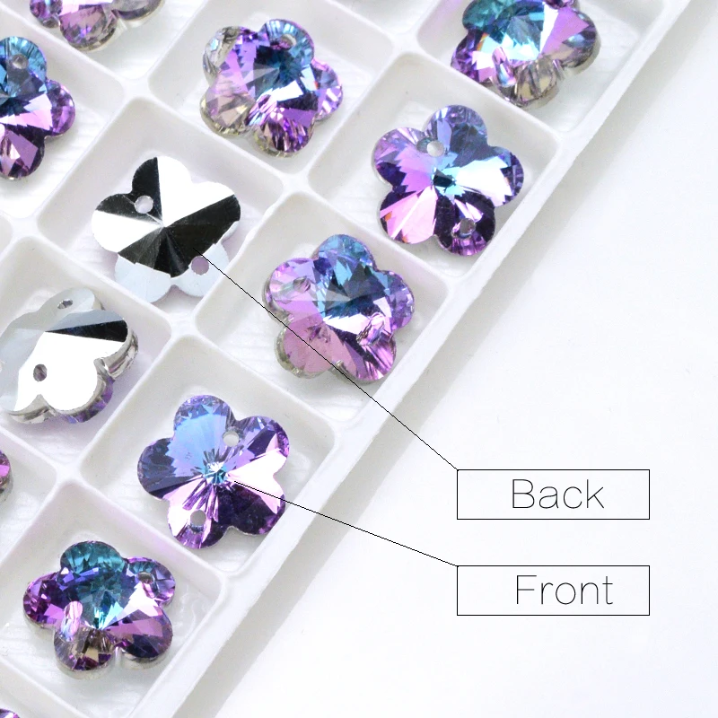 Стразы для шитья высокого качества фиолетовые стразы с двумя отверстиями