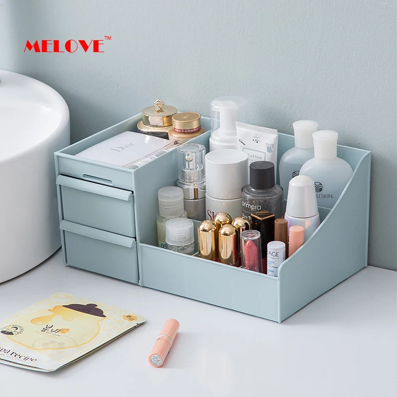 

Multifunctional Cosmetic Makeup Organizer With Drawers Plastic Skincare Storage Box Brush Lipstick Stationery Holder Organizers