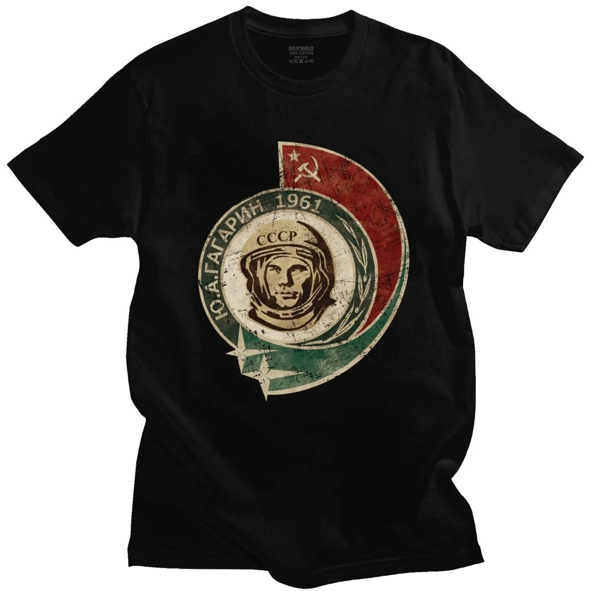 

Retro 1961 CCCP Yuri Gagarin T Shirt Men O-neck Short Sleeve USSR Cosmonaut T-shirt Soviet Union Astronaut Tshirt Cotton Tee Top