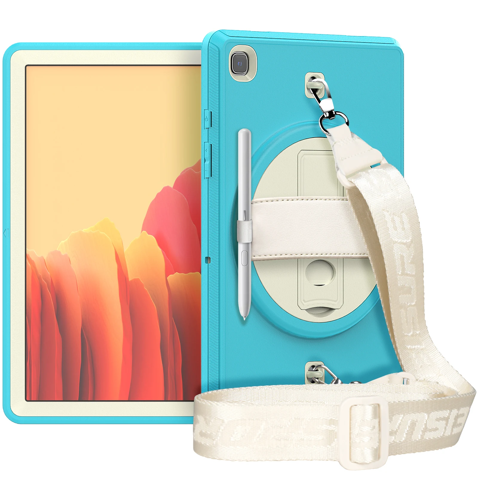 

High Quality Cover for Samsung Galaxy Tab A7 10.4 inch SM-T500 T505 Tablet Case TPU PC Safe Stand with Strap Tablet Shell Gift