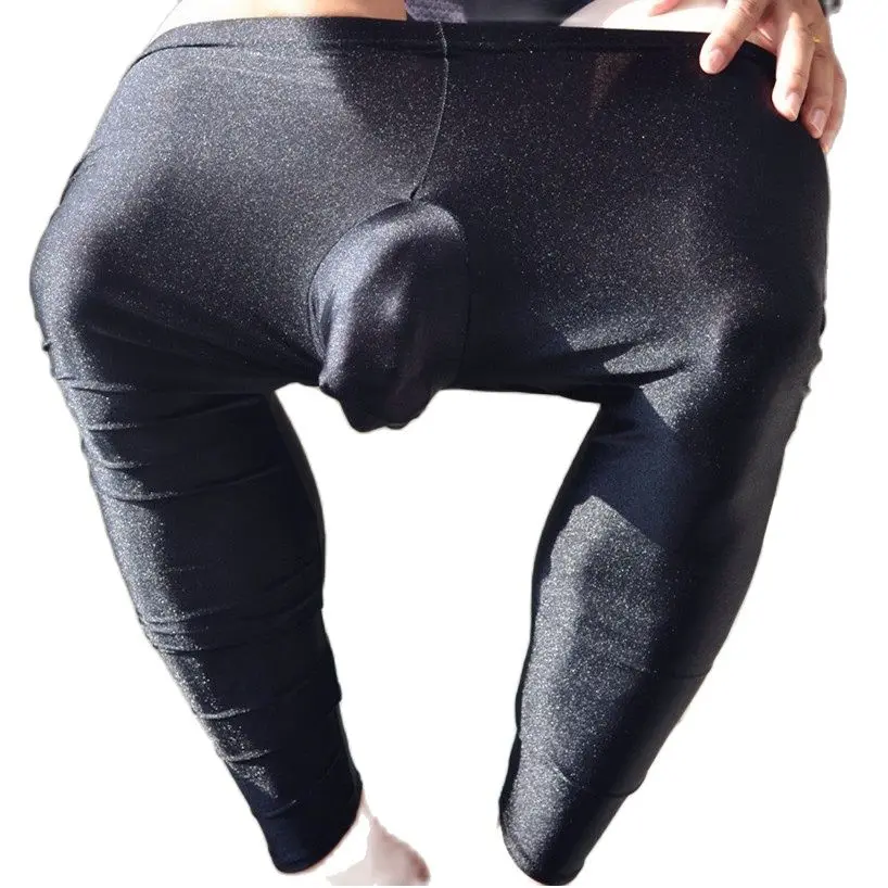 Тянущиеся тонкие мужские брюки на весну осень черные леггинсы гей наколенники