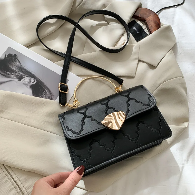 

One-Shoulder Oblique Bag Female Handbags Temperament 2021 Autumn and Winter Simple Temperament Small Square Crossbody Bag
