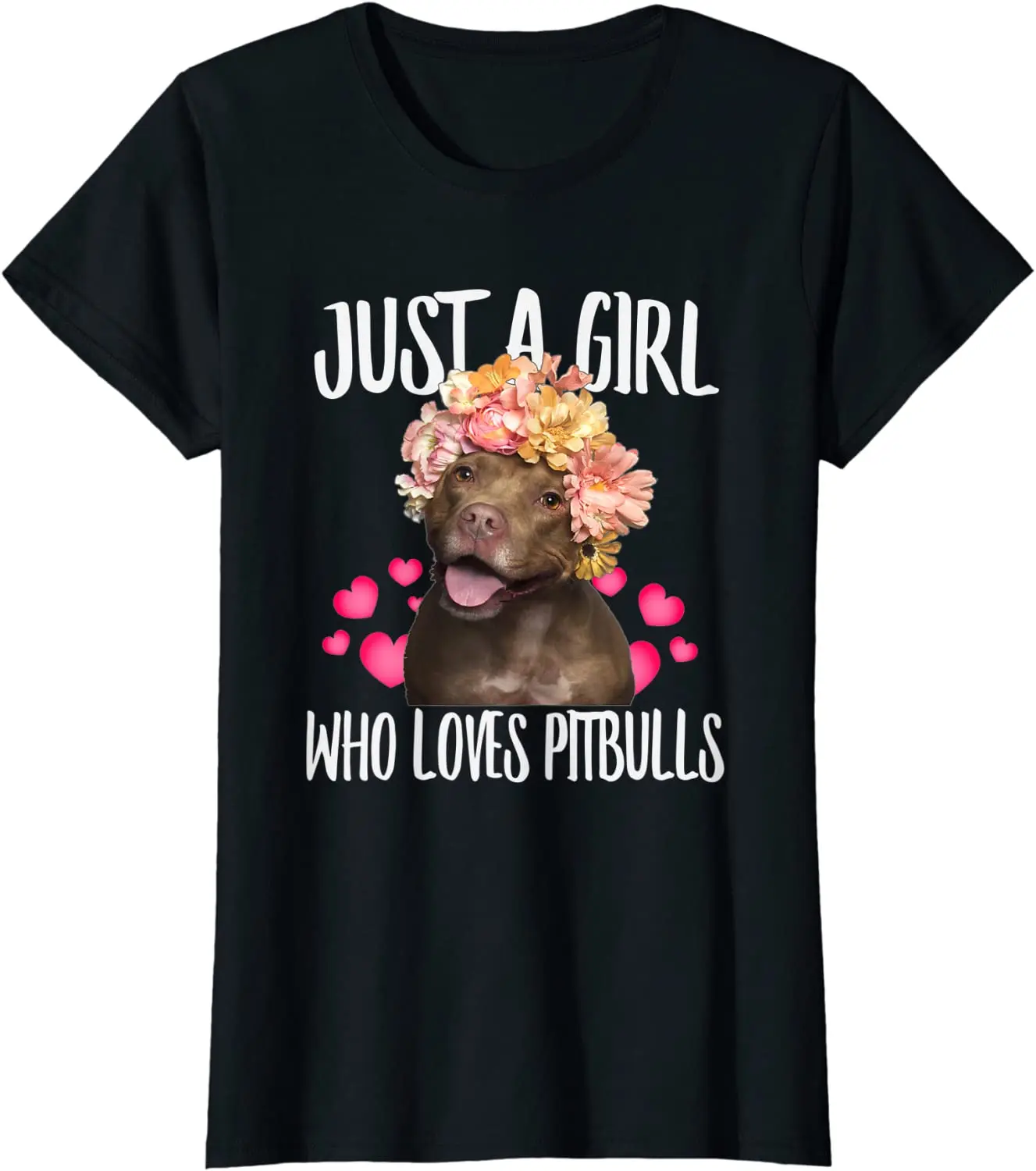 A Girl Who Loves Pit-bulls, Dog Love-r Dad Mom Boy Girl T-Shirt Tees Hip Hop  Cotton Mens Top T-shirts Camisa