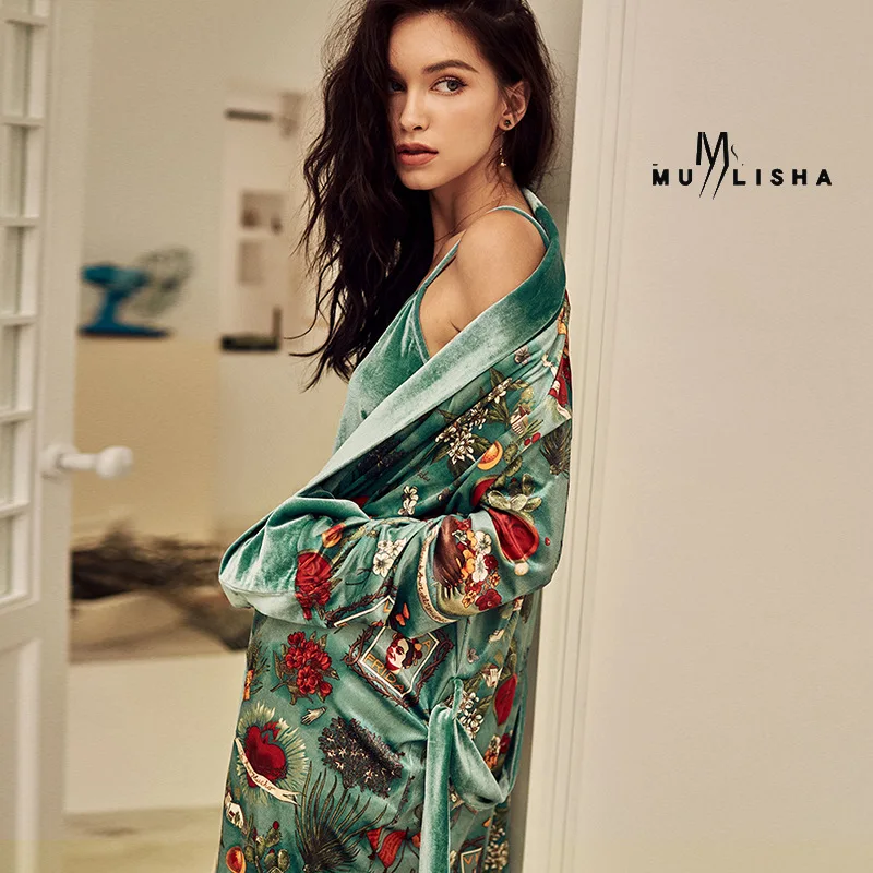 Из принта больше не производит зеленые бархатные пижамы для женщин пижамные