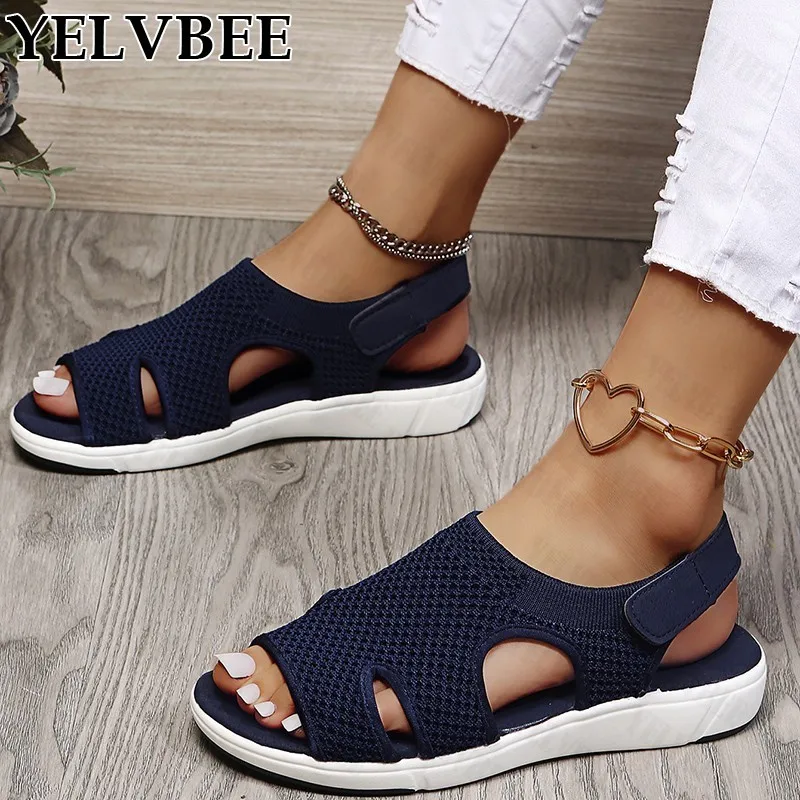 

Сандалии женские спортивные сетчатые, дышащие босоножки на платформе, плоская подошва, повседневная прогулочная обувь для бега, весна-лето ...